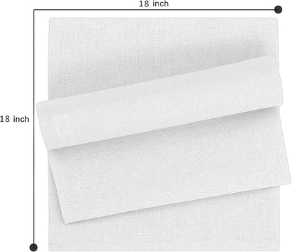 Ruvanti Linen Napkins Set of 12, 18x18 Cloth Napkins, Cotton Linen Blend Napkins Cloth Washable, Soft, Reusable Dinner Napkins for Wedding, Parties, Christmas, Thanksgiving, Everyday Use - White