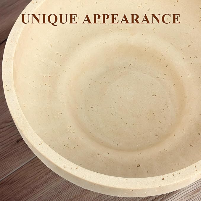 Decorative Resin Bowl, Large Fruit Bowl, Artificial Travertine Beige | Perfect - Image 5