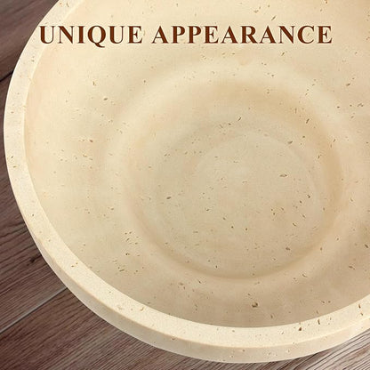 Decorative Resin Bowl, Large Fruit Bowl, Artificial Travertine Beige | Perfect - Image 5