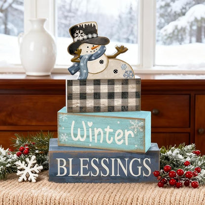 Moucuny 4 Pcs Winter Table Decorations Playful Snowman Decor Indoor Winter - Image 7