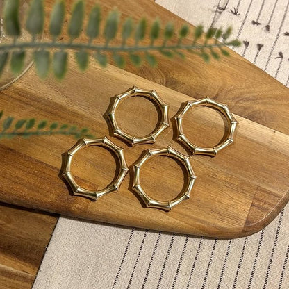 Matte Gold Napkin Rings，Bamboo Napkin Ring Set of 12 - Image 5