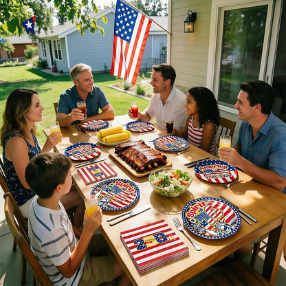 40Pcs Patriotic 4th of July Paper Plates and Napkins Set, 9 Inch Disposable - Image 7