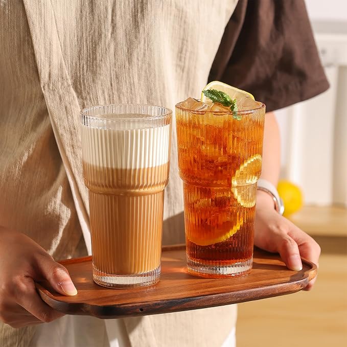 Ribbed Glass Tumbler Drinking Glasses - Image 4