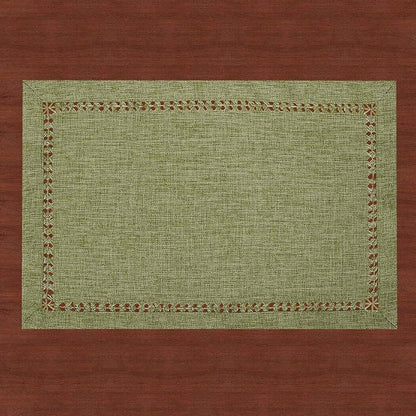 Grelucgo Set of 4 Handcrafted Solid Sage Green Color Dining Table Place-mats - Image 5