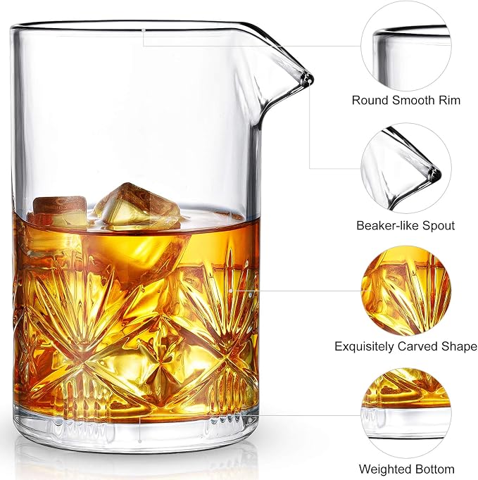 Cocktail Mixing Glass, veecom 18oz Crystal Mixing Glass Bartender Kit, 8 Piece - Image 2