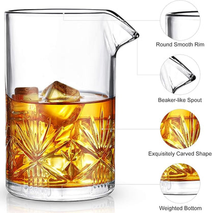 Cocktail Mixing Glass, veecom 18oz Crystal Mixing Glass Bartender Kit, 8 Piece - Image 2