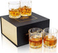 KANARS Whiskey Glasses Set of 4 - Multi Style Crystal Liquor Glasses 10 oz - Rocks Glass Barware For Scotch, Bourbon, Rum and Cocktail, Whisky Gifts for Men Dad Brother Adult
