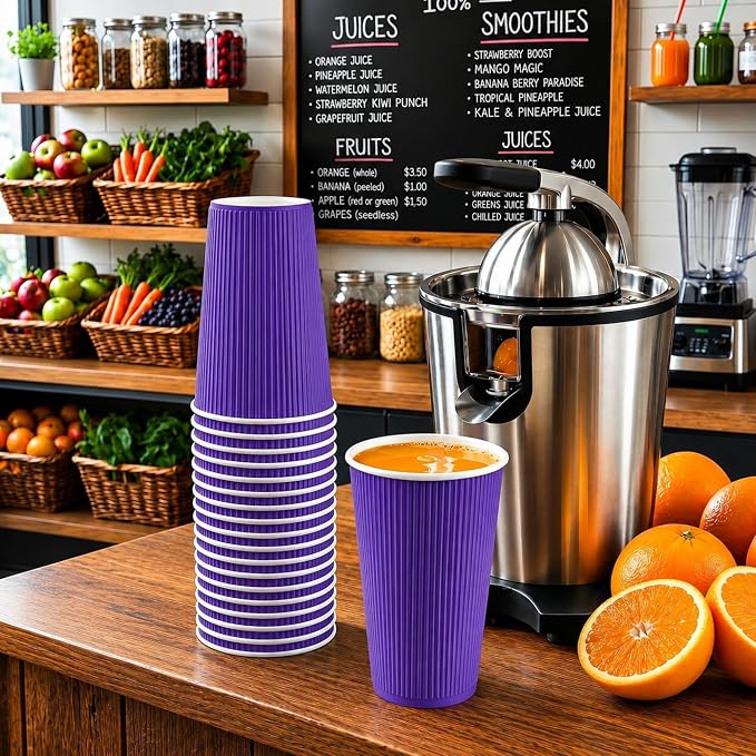 Restaurantware 16 Ounce Ripple Wall Disposable Coffee Cups, 500 Insulated Royal - Image 4