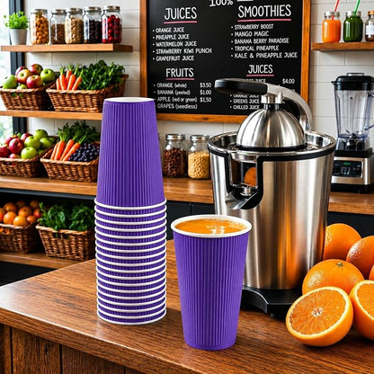 Restaurantware 16 Ounce Ripple Wall Disposable Coffee Cups, 500 Insulated Royal - Image 4