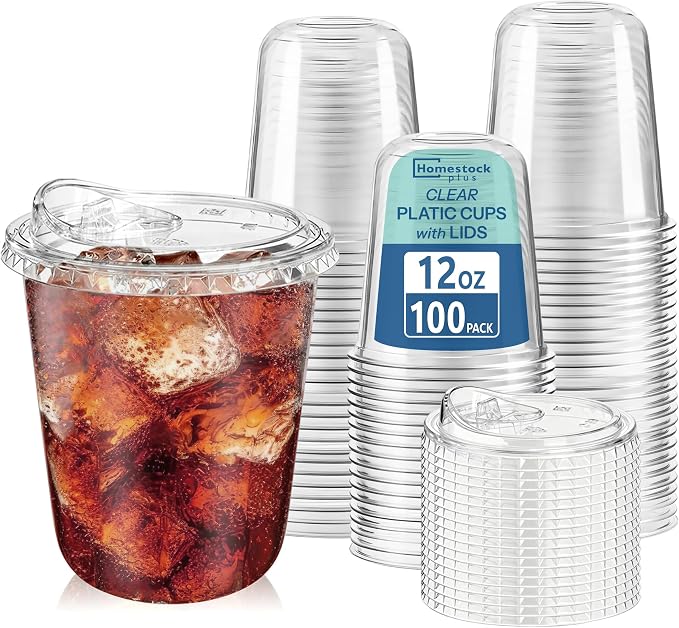 Homestockplus 100 Pack 12 oz BPA-Free Clear Plastic Cups by Homestockplus