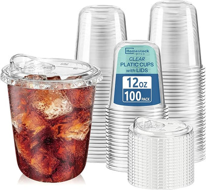 Homestockplus 100 Pack 12 oz BPA-Free Clear Plastic Cups by Homestockplus