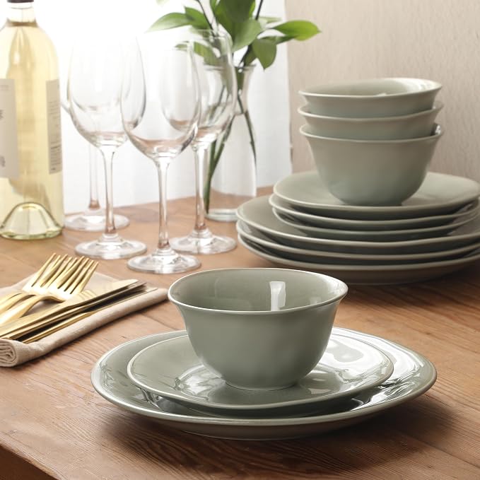 Gibson Elite Port Barton Plates and Bowls Sets, 12-Piece Stoneware Dinnerware - Image 6