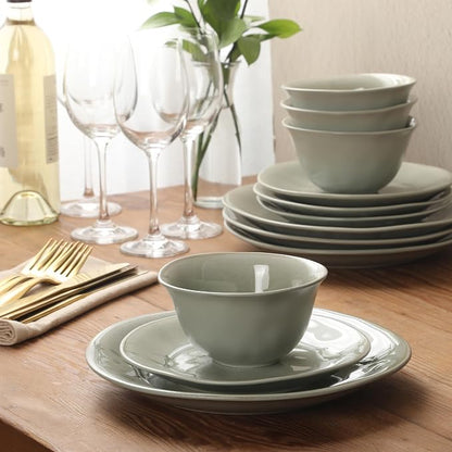 Gibson Elite Port Barton Plates and Bowls Sets, 12-Piece Stoneware Dinnerware - Image 6