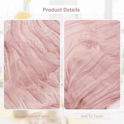 6 Pack Blush Pink Cheesecloth Table Runner 35x120 Inch 10Ft Rustic Gauze Cheese - Image 2