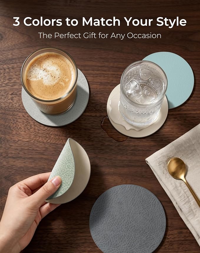 Leetaltree Reversible Leather Coasters Set of 18 - Image 6