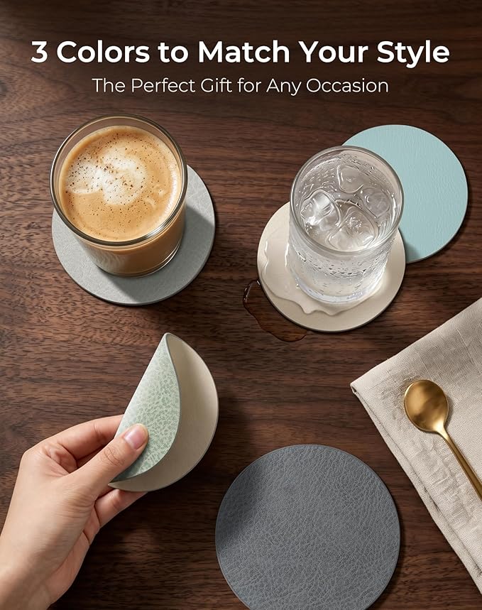 Leetaltree Reversible Leather Coasters Set of 12 - Image 6