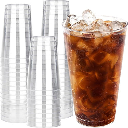 RACETOP 16 oz 100 Pack Disposable Plastic Cups, Disposable Clear Plastic Cups by RACETOP