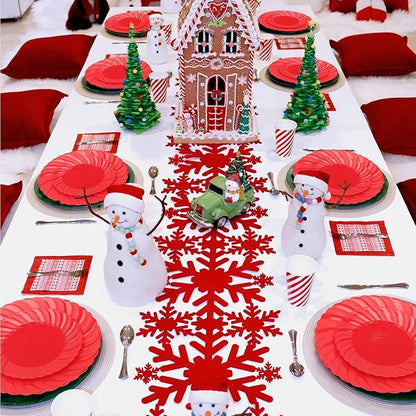 U-QE 100Pcs Red Plastic Plates - Red Scalloped Plastic Plates for Party - Heavy Duty Plate Disposable Include 50 6 '' Dessert Plate, 50 9 '' Dinner Plate Suite for All Occasions