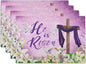 Giwawa He is Risen Placemats, Easter Cross Lamb Linen Washable Place Mat, Spring Lily Flowers Heat Resistant Table Mats for Kitchen Dining Holiday Party Decor, Set of 4, 12x18 Inch