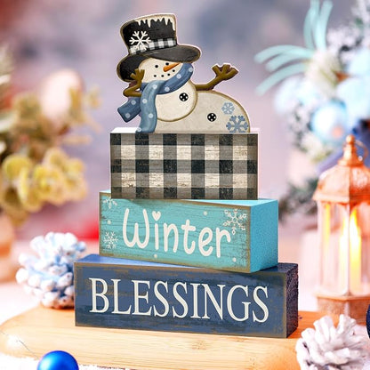 Moucuny 4 Pcs Winter Table Decorations Playful Snowman Decor Indoor Winter - Image 2