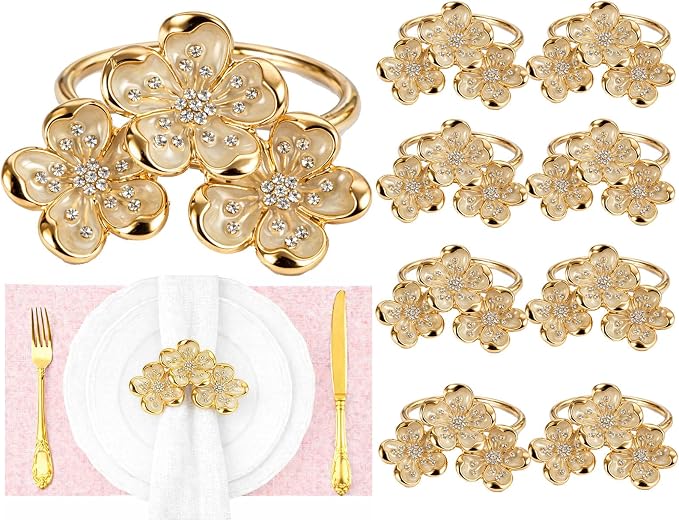 Flower Napkin Rings Set of 8, European Palace-Style Glaze, High-Temperature by Unknown