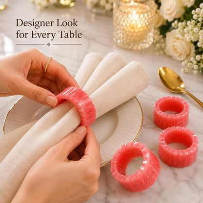 Pink Resin Napkin Rings, smooth moisture-resistant finish, 2.25x2.25x1 in. - Image 2