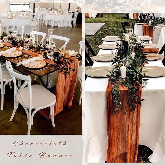 12 Pcs Cheesecloth Table Runner 10FT Terracotta Runner - Image 5