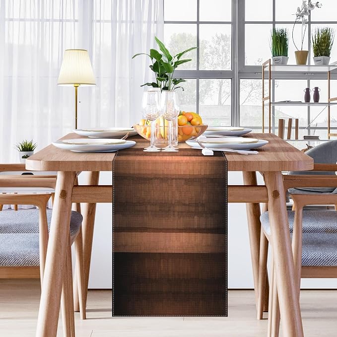 Emvency Table Runner, 13x72 Inch, Farmhouse Abstract Striped | Copper Texture - Image 7