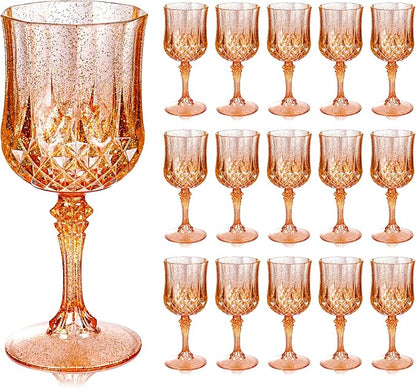 Ciaell 24 Pack Amber Plastic Wine Glasses by Ciaell