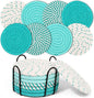 8 Pcs Coasters for Drink with Holder, 4 Colors Absorbent Coasters for Drinks by Mckanti