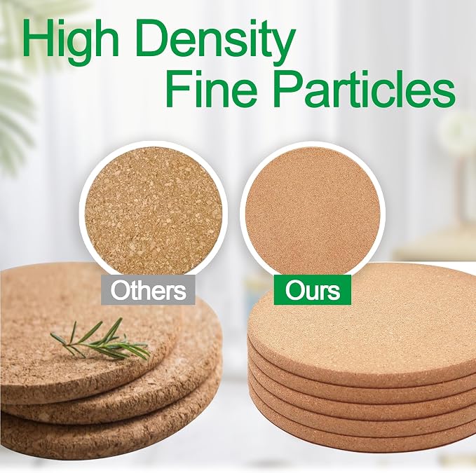 Cork Trivet, 8 Pack High Density Thick Cork Coasters Set - Image 4