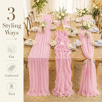10 Pack Pink Table Runner 10FT Gauze Cheesecloth Table Runner | 21x120 Inch - Image 4