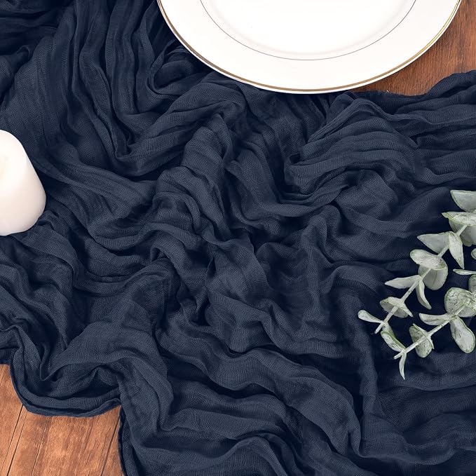 Pesonlook Cheesecloth Table Runner Navy Blue, 20 Pack 17.7x108 inch, Long | - Image 9