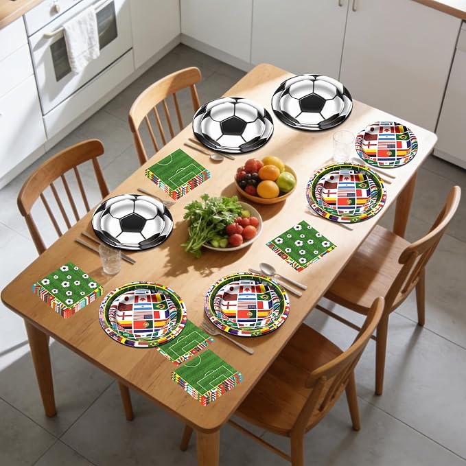 180pcs Soccer Plates and Napkins Party Supplies, Serves 60 | International - Image 7