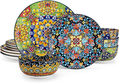 vancasso 12 Pieces Dinnerware Sets, Plates and Bowls Set, Porcelain Dishes Set by vancasso