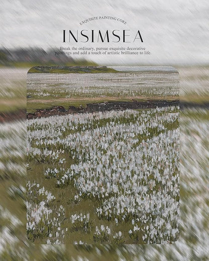InSimSea Retro Gold Framed Wall Art, Home Room White Flowers Grassland Vintage Wall Decor, Canvas Print Artwork, Farmhouse Country Decor, Antique Picture Frame Floral Paintings, 13x16 Inch