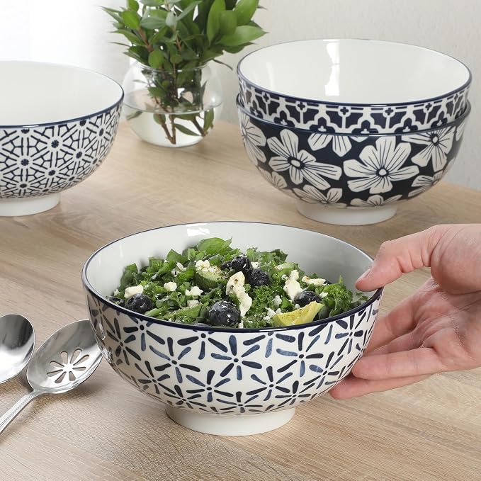 Gibson Home Castle Way 4-Piece Large Serving Bowl Set, 8 Inch Round Stoneware - Image 6