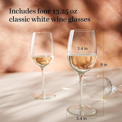 Libbey Signature Kentfield Wine Glasses, 13.25-Ounce, Set of 4, Made in USA, Dishwasher Safe, Classic Stemmed Glassware, Gift Box