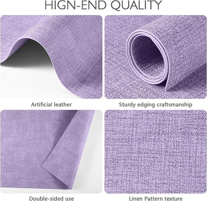 Faux Leather Placemats Set of 4 Washable PU Table mats for Kitchen Table - Heat Resistant, Waterproof, Easy Clean, Anti Slip 11.8" x 17" (Purple-4 Pack)