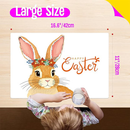 6 Pack Easter Placemats, Non-Slip Washable, Reusable Placemat - Image 3