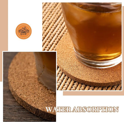 Boao 6 Pcs 4 Inch Round Absorbent Cork Coasters Wooden Cork Plant Coasters - Image 7