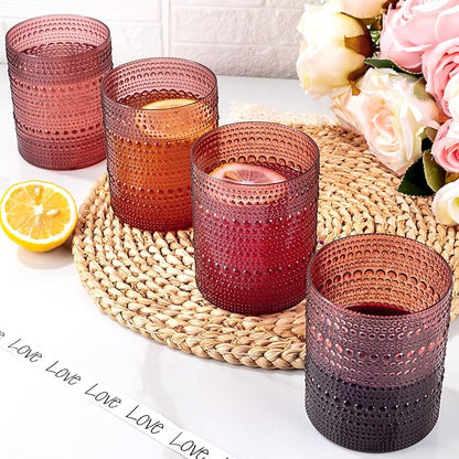 18PCS Hobnail Plastic Drinking Glasses 14 oz Burgundy Cups - Image 5