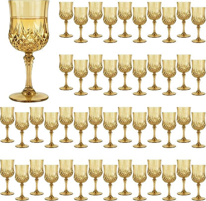 48Pack Plastic Wine Glasses, 7oz Vintage Goblets by LEYIQU