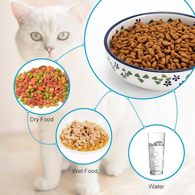 Ceramic Cat Bowls, Howise 5.3 in Cat Food Bowl, Cat Dishes - Image 2