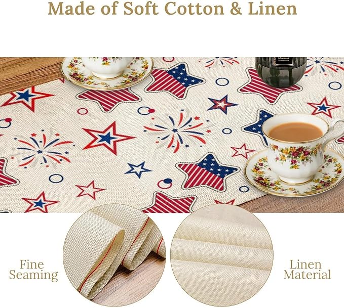 4th of July Table Runner, American Patriotic Independence Day Red Blue White - Image 6