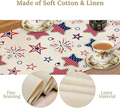4th of July Table Runner, American Patriotic Independence Day Red Blue White - Image 6