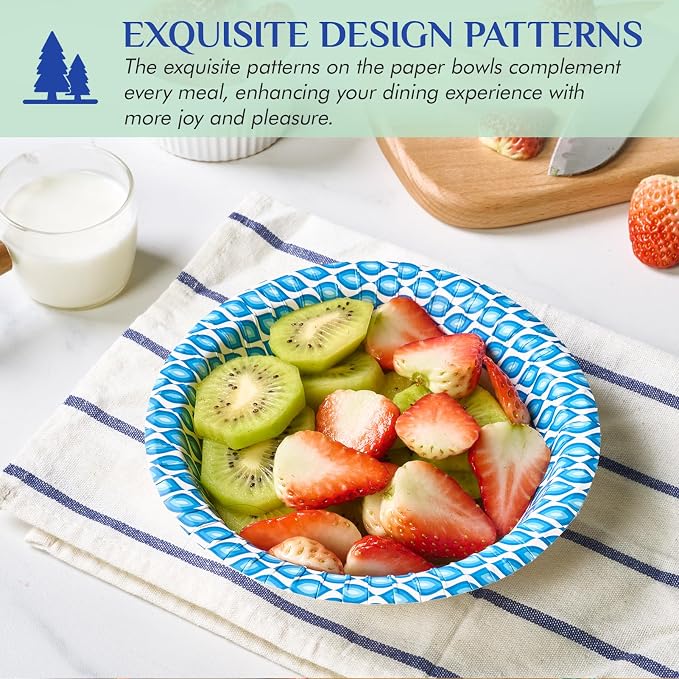 MUCHII 180 Count Paper Bowls 16 oz, Printed Soak Proof Disposable Bowls Bulk - Image 2