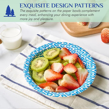 MUCHII 180 Count Paper Bowls 16 oz, Printed Soak Proof Disposable Bowls Bulk - Image 2