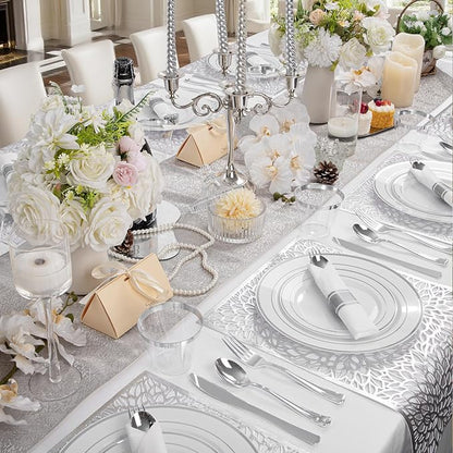 175PCS Sliver Plastic Plates - Image 2