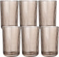 Gray Ribbed Highball Glasses Set of 6, 13.2oz Smokey Gray Colored Glassware by Vintacicle